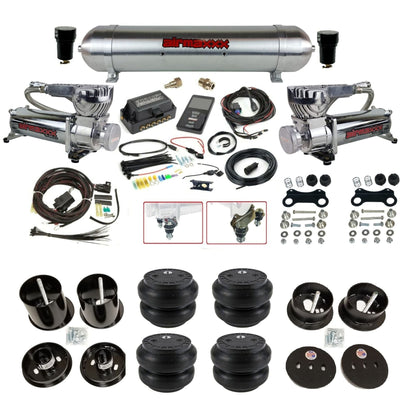 Air Lift 3P 27685 3/8 air suspension kit with dual chrome 580 compressors aluminum tank & slam bags w/airmaxxx brackets fits 1963-64 Cadillac KCAD63-580C2-57ARW-27685-WK-3P2SS7