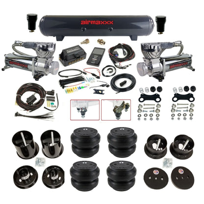 Air Lift 3P 27685 3/8 air suspension kit with dual chrome 580 compressors steel tank & slam bags w/airmaxxx brackets fits 1963-64 Cadillac CAD63-580C2-57S-27685-WK-3PSS7