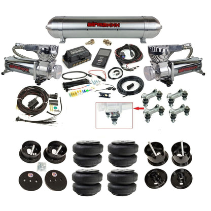 Air Lift 3P 27685 3/8 chrome 580 compressor raw aluminum tank airlift bags & brackets air ride kit fits 1961-62 Cadillac K-CAD6162-580C2-57ARW-27685-WK-3P2D25