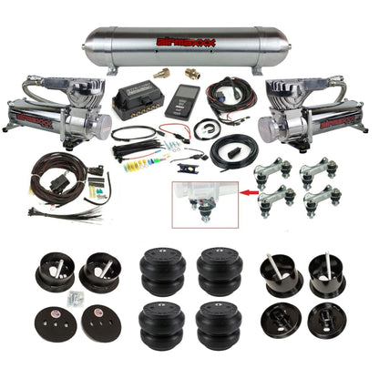 Air Lift 3P 27685 3/8 chrome 580 compressor raw aluminum tank slam bags & brackets air ride kit fits 1961-62 Cadillac K-CAD6162-580C2-57ARW-27685-WK-3P2SS7