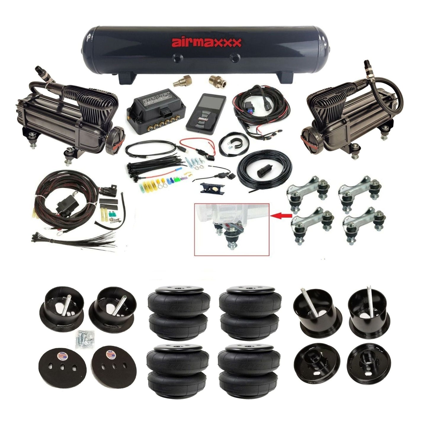 Air Lift 3P 27685 3/8 x-series compressor steel tank airlift bags & brackets air ride kit fits 1961-62 Cadillac K-CAD6162-XB2-57S-27685-WK-3P2D25