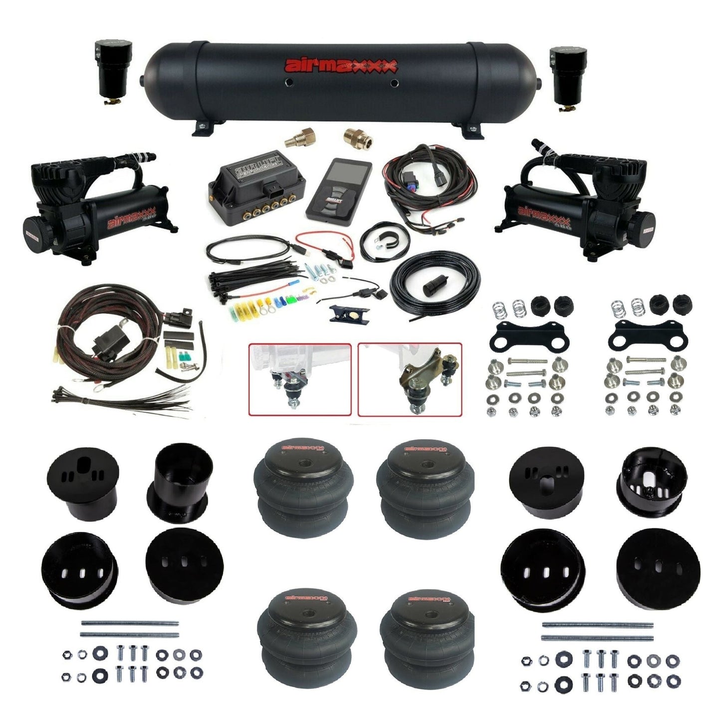  Air Lift 3P 27685 air ride kit w/580 black compressors aluminum tank & 2600 bags fits  1958 1960 Cadillac KCAD58-580B2-57ABK-27685-WK-3P2