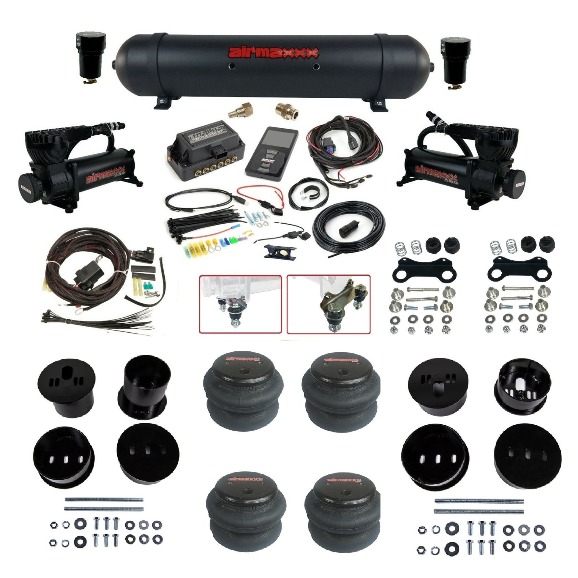  Air Lift 3P 27685 air ride kit w/580 black compressors aluminum tank & 2600 bags fits  1958 1960 Cadillac KCAD58-580B2-57ABK-27685-WK-3P2