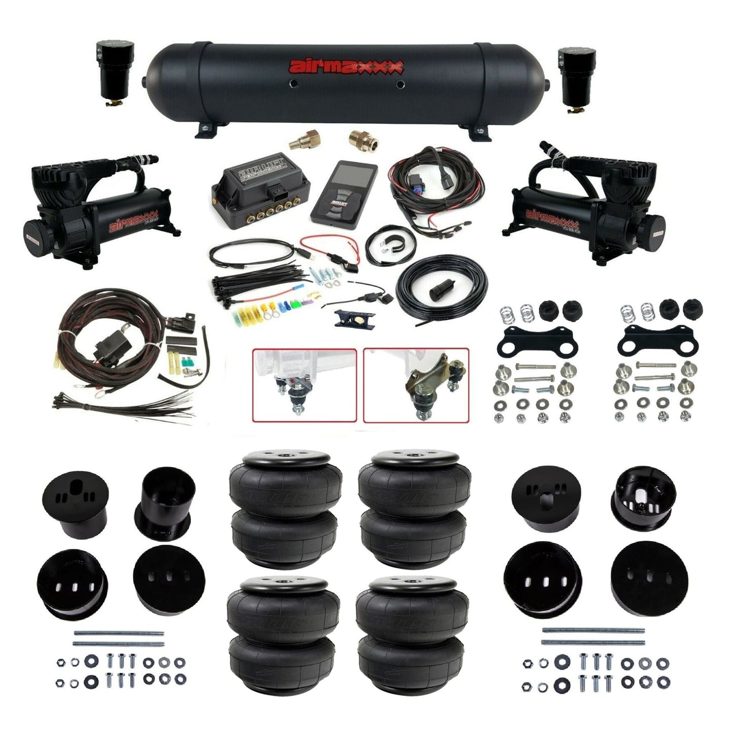 Air Lift 3P 27685 air ride kit w/580 black compressors aluminum tank & airlift bags fits  1958 1960 Cadillac KCAD58-580B2-57ABK-27685-WK-3P2D25