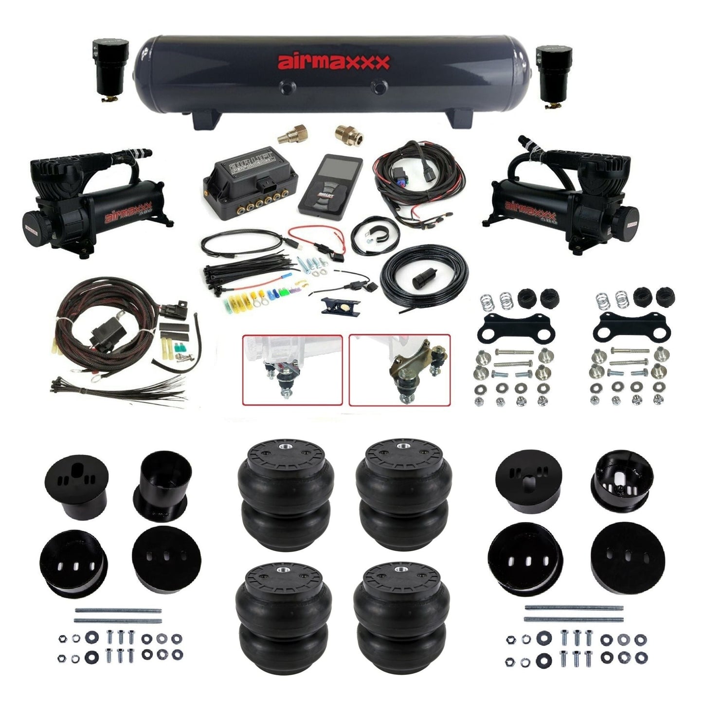 Air Lift 3P 27685 air ride kit w/580 black compressors steel tank & slam bags fits  1958 1960 Cadillac KCAD58-580B2-57S-27685-WK-3P2SS7