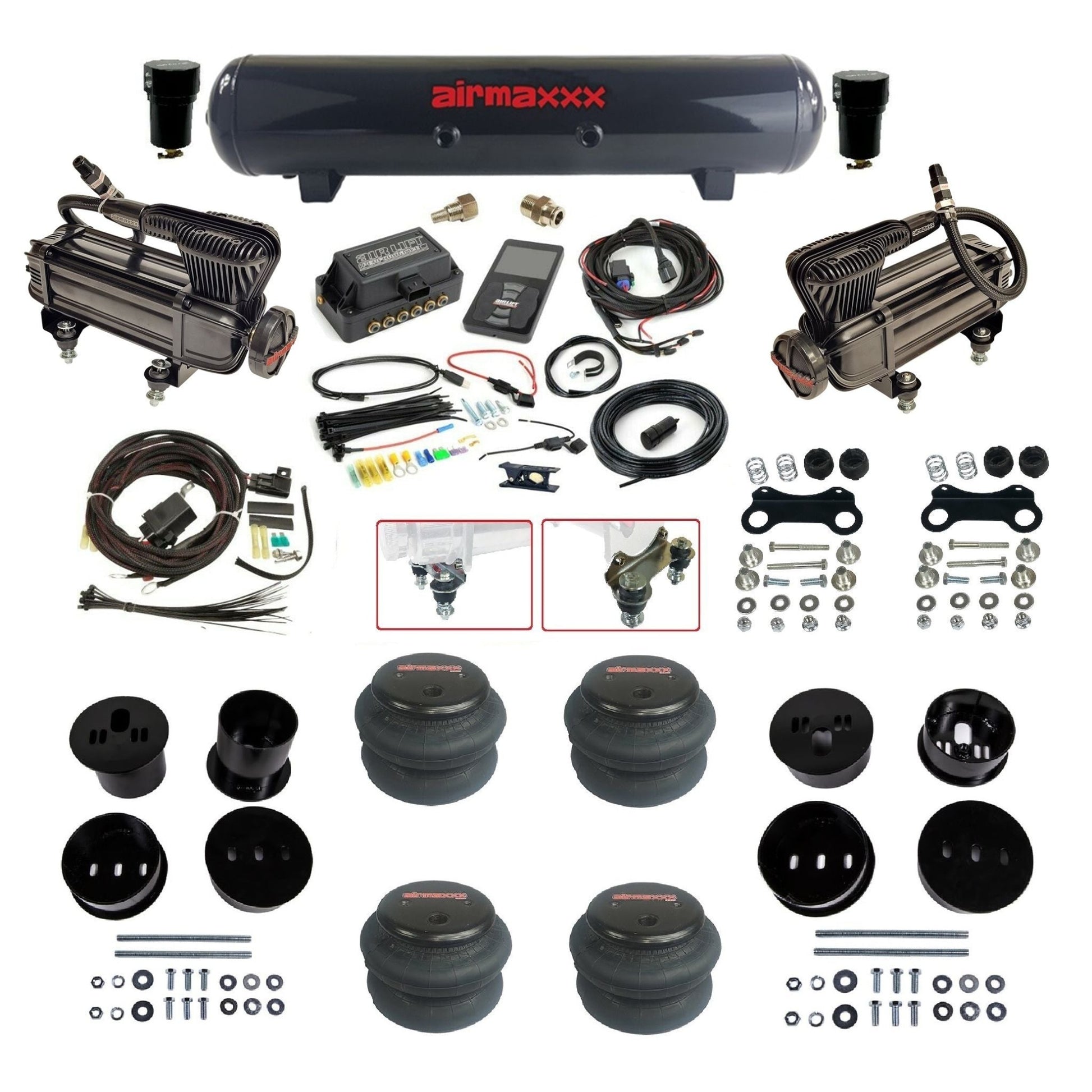 Air Lift 3P 27685 air ride kit w/x-series black compressors steel tank & 2600 bags fits 1958 1960 Cadillac KCAD58-XB2-57S-27685-WK-3P2