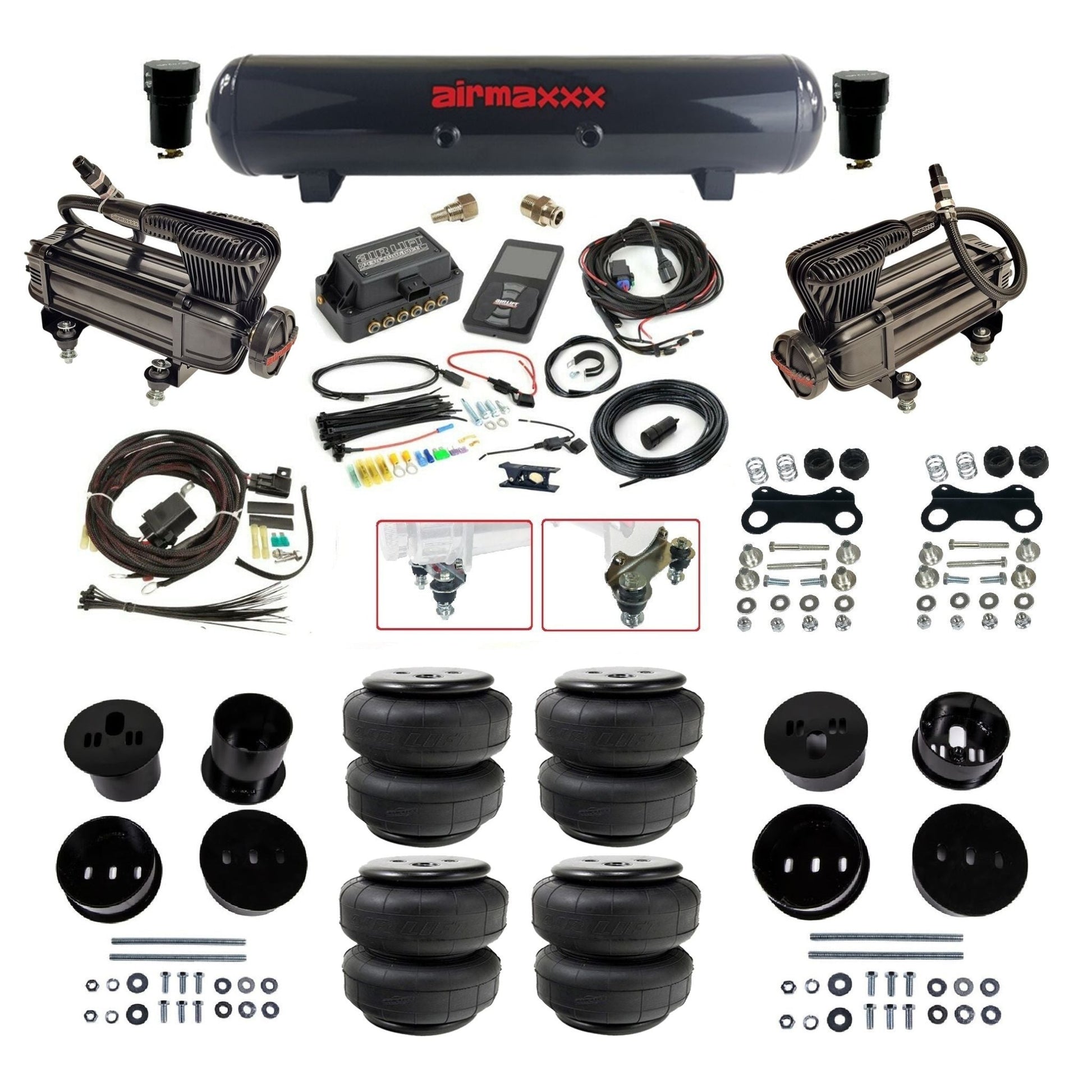 Air Lift 3P 27685 air ride kit w/x-series black compressors steel tank & airlift bags fits 1958 1960 Cadillac KCAD58-XB2-57S-27685-WK-3P2D25