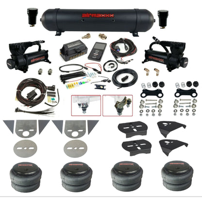 Air Lift 3P 27685 dual 580 black compressors aluminum tank 2600 bags & airmaxxx brackets Air Ride Kit for Import Mini Trucks KTOR-580B2-57ABK-27685-WK-3P2