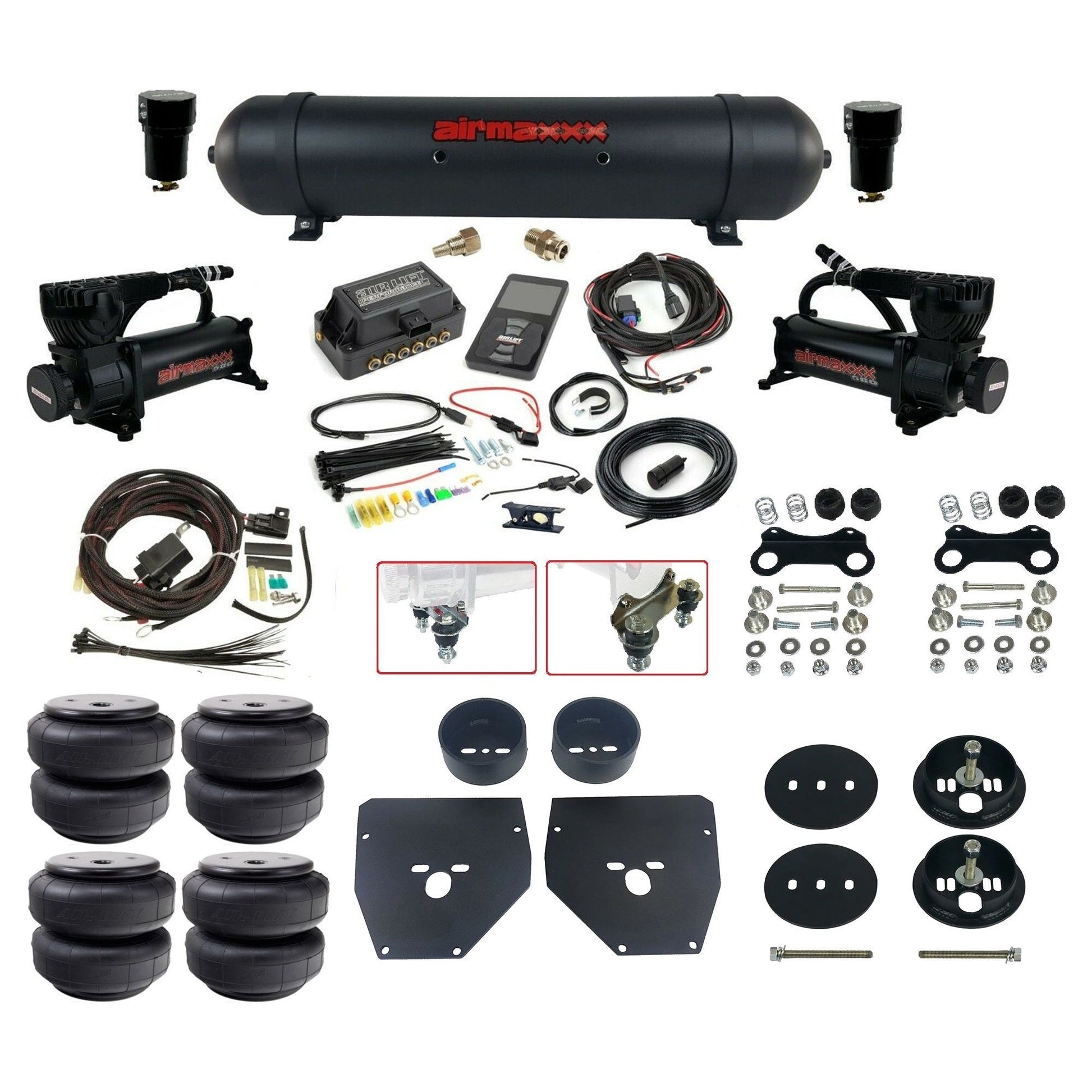 Air Lift 3P 27685 dual 580 black compressors aluminum tank airlift bags & airmaxxx brackets Air Ride Kit for 1963–72 Chevy C10 KC1063-580B2-57ABK-27685-WK-3P2D26