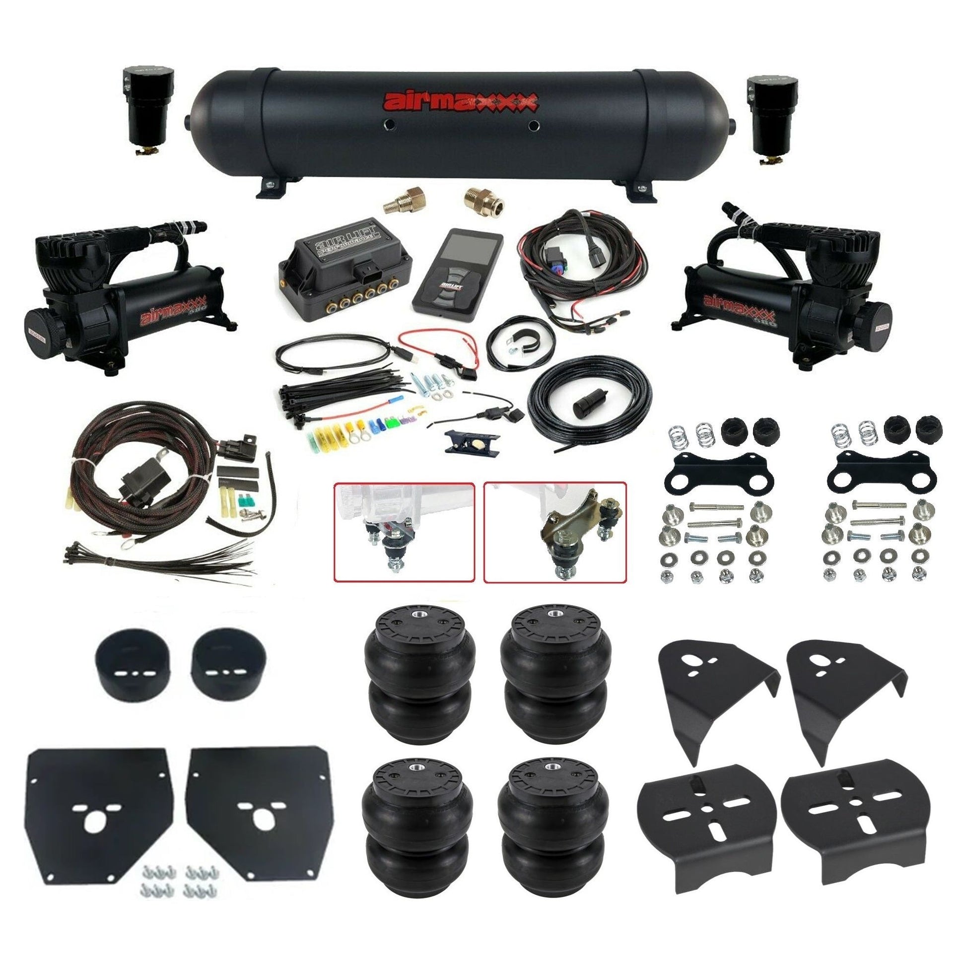 Air Lift 3P 27685 dual 580 black compressors aluminum tank slam bags & airmaxxx brackets Air Ride Kit for 1973–87 Chevy/GMC C10 KC1073-580B2-57ABK-27685-WK-3P2SS7