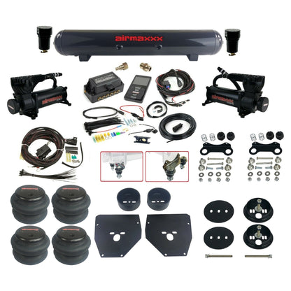 Air Lift 3P 27685 dual 580 black compressors steel tank 2600 bags & airmaxxx brackets Air Ride Kit for 1963–72 Chevy C10 KC1063-580B2-57S-27685-WK-3P2