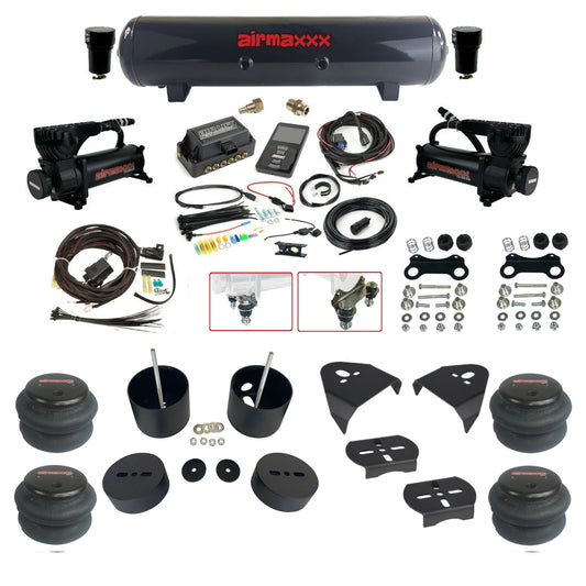 Air Lift 3P 27685 dual 580 black compressors steel tank 2600 bags & airmaxxx brackets Air Ride Kit for 1988–1998 silverado 1500 KGM88-580B2-57S-27685-WK-3P2