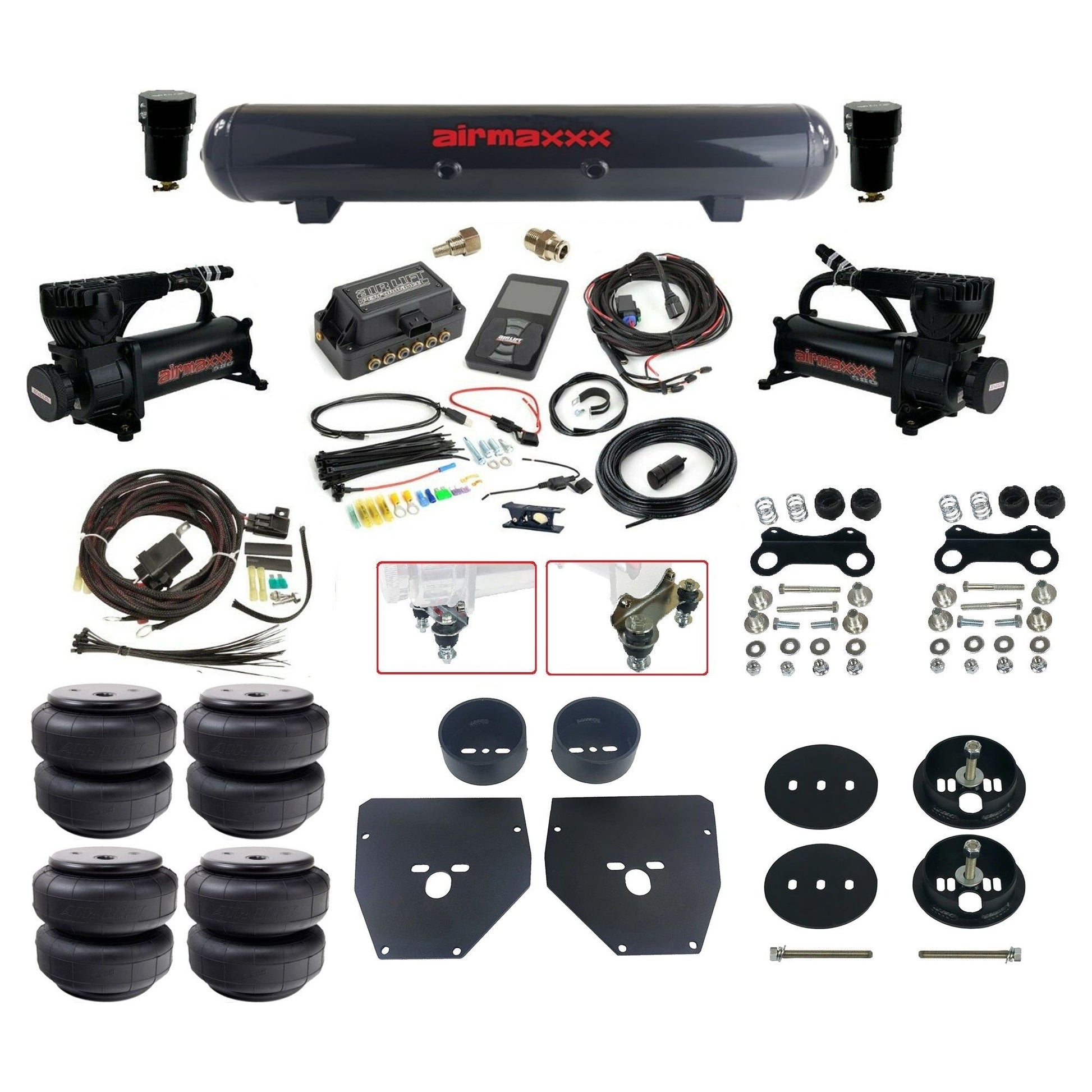 Air Lift 3P 27685 dual 580 black compressors steel tank airlift bags & airmaxxx brackets Air Ride Kit for 1963–72 Chevy C10 KC1063-580B2-57S-27685-WK-3P2D26