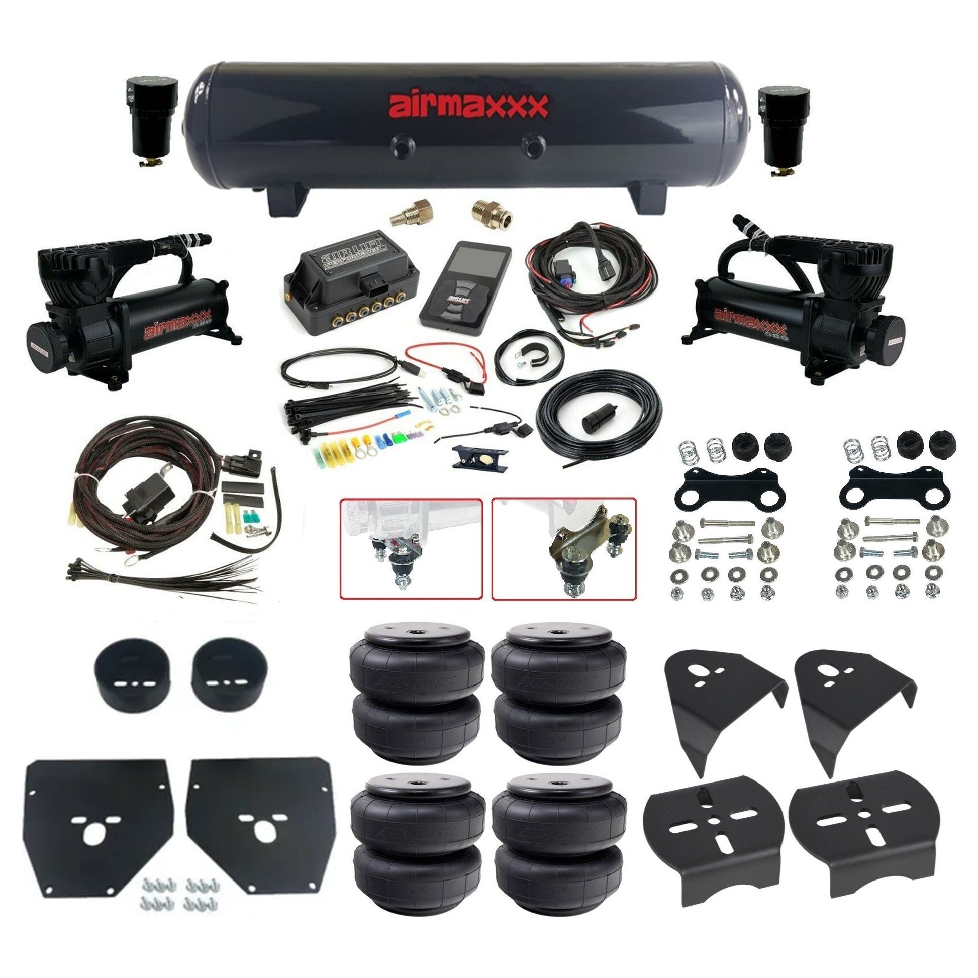 Air Lift 3P 27685 dual 580 black compressors steel tank airlift bags & airmaxxx brackets Air Ride Kit for 1973–87 Chevy/GMC C10 KC1073-580B2-57S-27685-WK-3P2D26