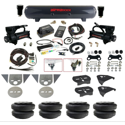 Air Lift 3P 27685 dual 580 black compressors steel tank airlift bags & airmaxxx brackets Air Ride Kit for Import Mini Trucks KTOR-580B2-57S-27685-WK-3P2D25