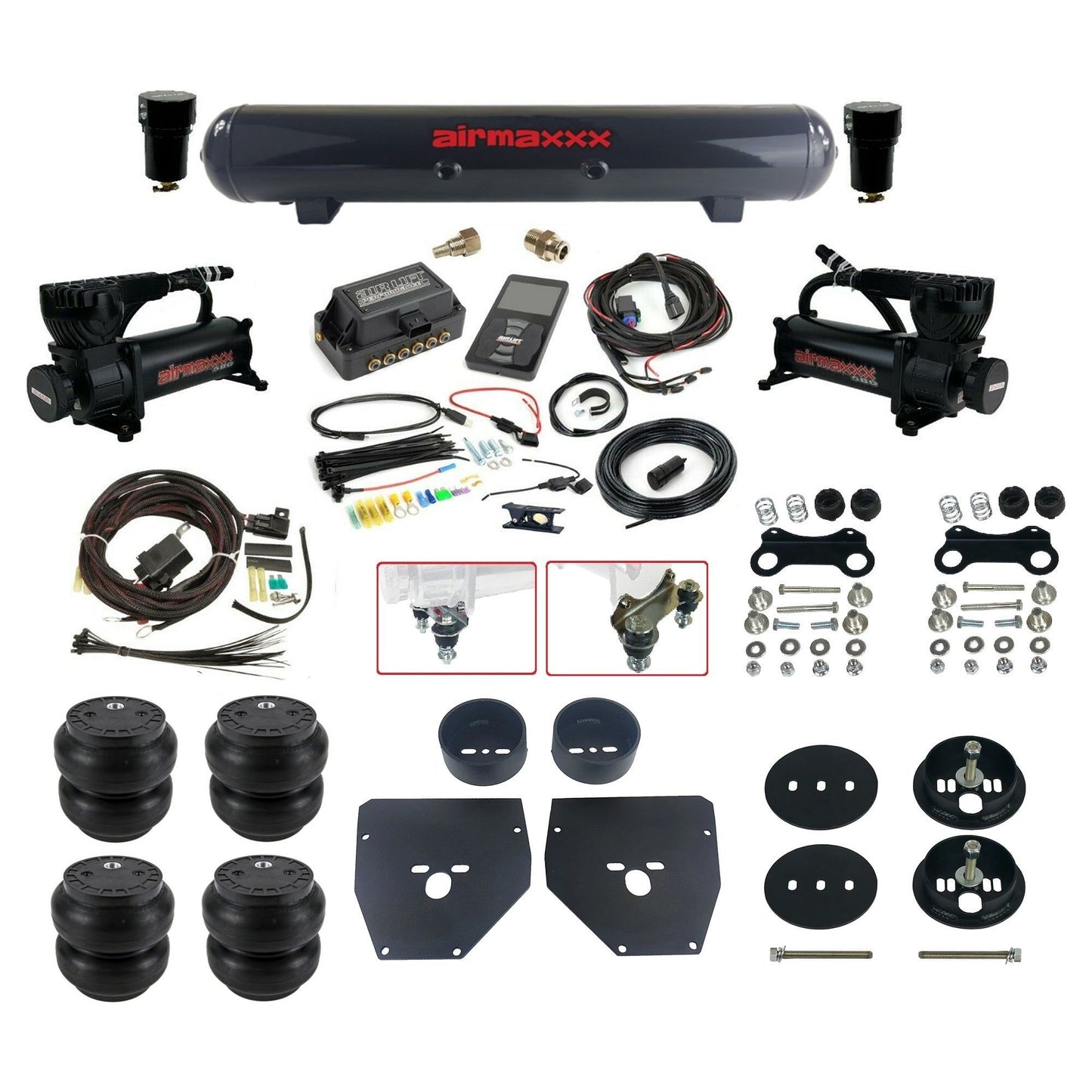 Air Lift 3P 27685 dual 580 black compressors steel tank slam bags & airmaxxx brackets Air Ride Kit for 1963–72 Chevy C10 KC1063-580B2-57S-27685-WK-3P2SS7