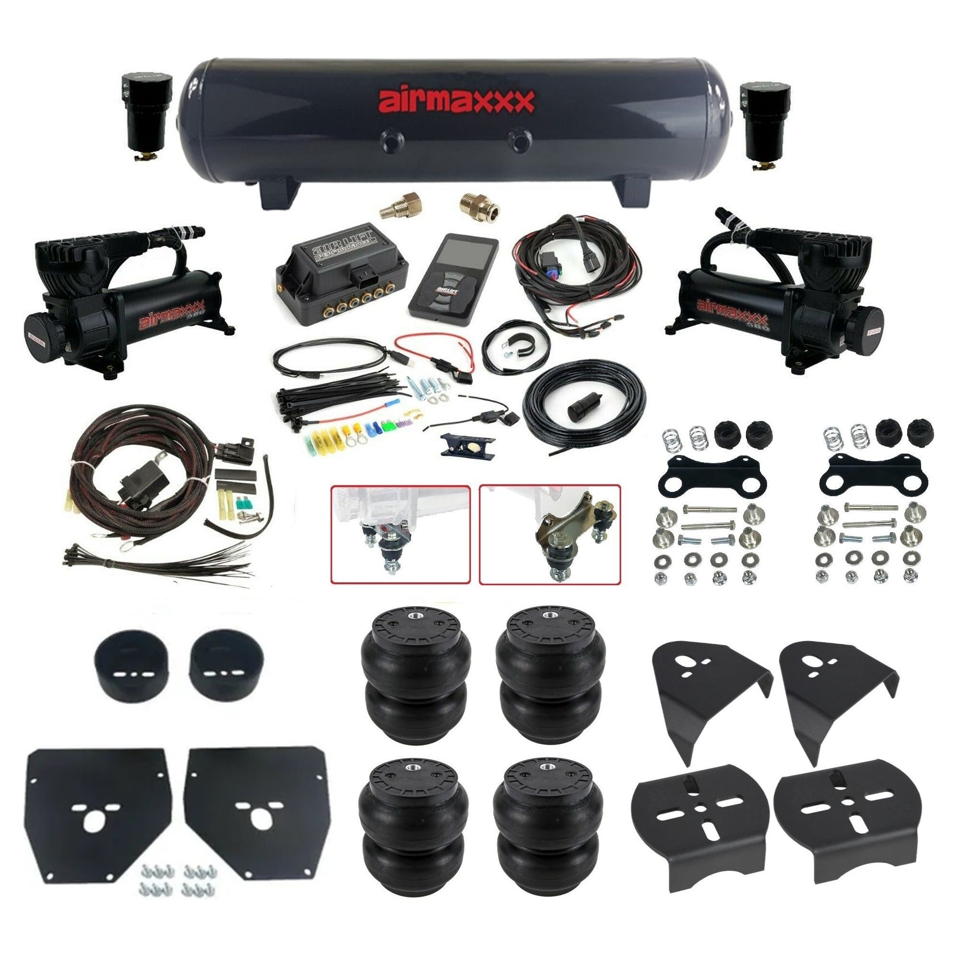 Air Lift 3P 27685 dual 580 black compressors steel tank slam bags & airmaxxx brackets Air Ride Kit for 1973–87 Chevy/GMC C10 KC1073-580B2-57S-27685-WK-3P2SS7