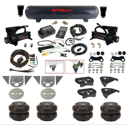 Air Lift 3P 27685 dual 580 black compressors steel tank slam bags & airmaxxx brackets Air Ride Kit for Import Mini Trucks KTOR-580B2-57S-27685-WK-3P2SS6