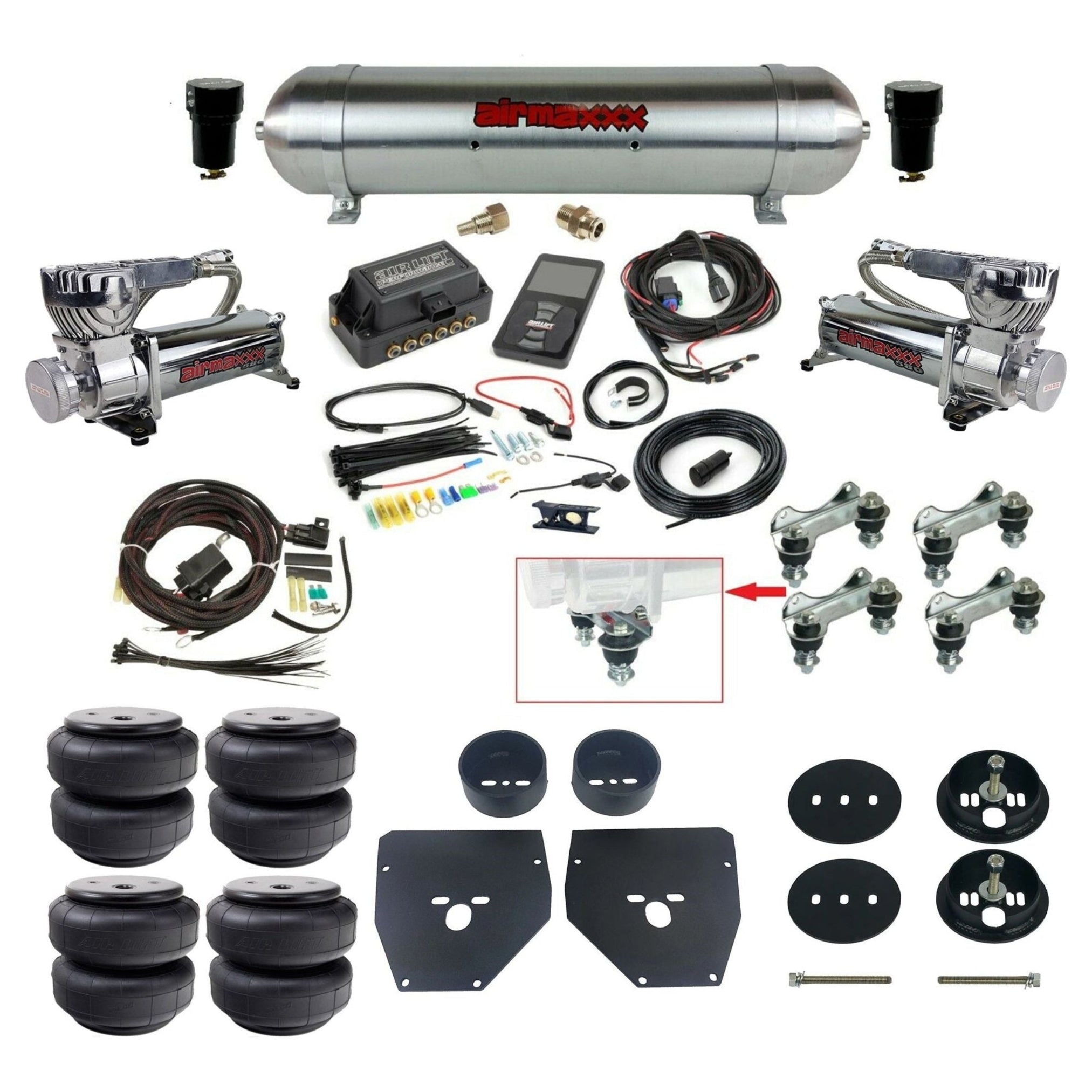 Air Lift 3P 27685 & airmaxxx Chrome Air Ride Kit Fits 1963–72