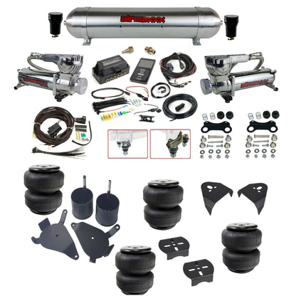 Air Lift 3P 27685 dual 580 chrome compressors raw aluminum tank airlift bags & airmaxxx brackets Air Ride Kit for 1982–2005 S10/S15/Sonoma KS10-580C2-57ARW-27685-WK-3P2D25