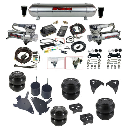 Air Lift 3P 27685 dual 580 chrome compressors raw aluminum tank slam bags & airmaxxx brackets Air Ride Kit for 1982–2005 S10/S15/Sonoma KS10-580C2-57ARW-27685-WK-3P2SS6SS7