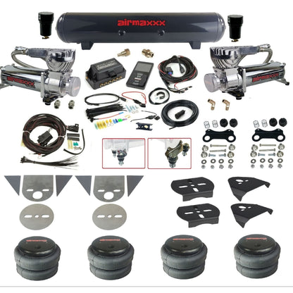 Air Lift 3P 27685 dual 580 chrome compressors steel tank 2500 bags & brackets Air Ride Kit for Import Mini Trucks KTOR-580C2-57S-27685-WK-3P2