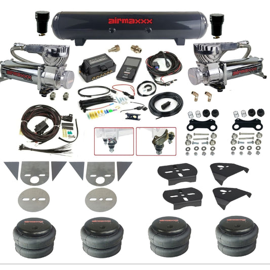 Air Lift 3P 27685 dual 580 chrome compressors steel tank 2500 bags & brackets Air Ride Kit for Import Mini Trucks KTOR-580C2-57S-27685-WK-3P2