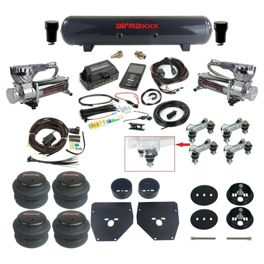 Air Lift 3P 27685 dual 580 chrome compressors steel tank 2600 bags & airmaxxx brackets Air Ride Kit for 1963–72 Chevy C10 KC1063-580C2-57S-27685-WK-3P2