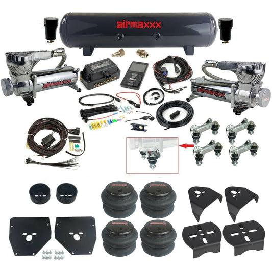 Air Lift 3P 27685 dual 580 chrome compressors steel tank 2600 bags & airmaxxx brackets Air Ride Kit for 1973–87 Chevy C10 KC1073-580C2-57S-27685-WK-3P2
