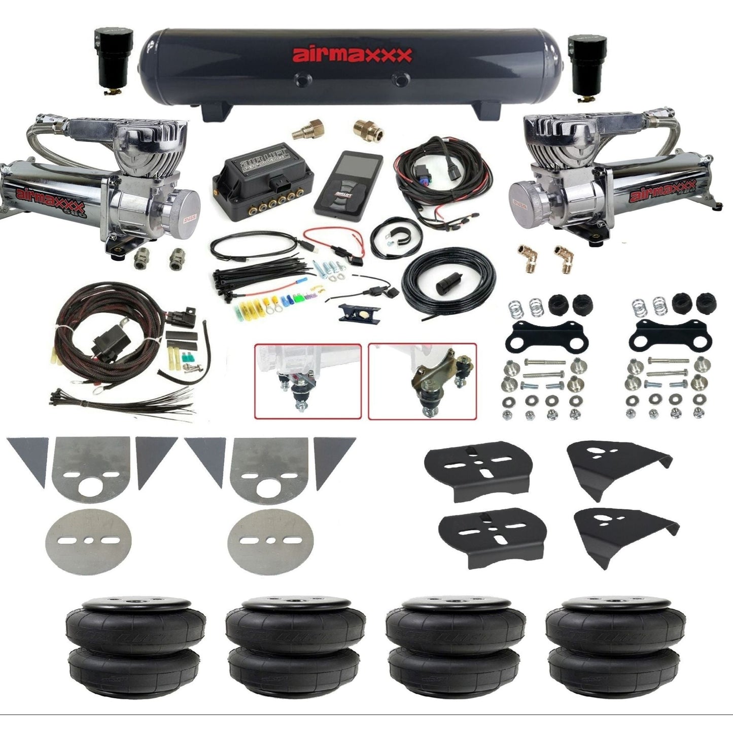 Air Lift 3P 27685 dual 580 chrome compressors steel tank airlift bags & brackets Air Ride Kit for Import Mini Trucks KTOR-580C2-57S-27685-WK-3P2D25