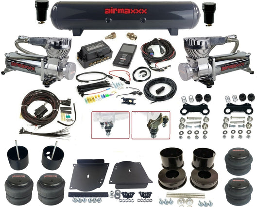 Air Lift 3P 27685 dual 580 chrome compressors steel tank & bags w/airmaxxx brackets Air Ride Kit for 1964–72 GM A-Body KABDY-580C2-57S-27685-WK-3P2