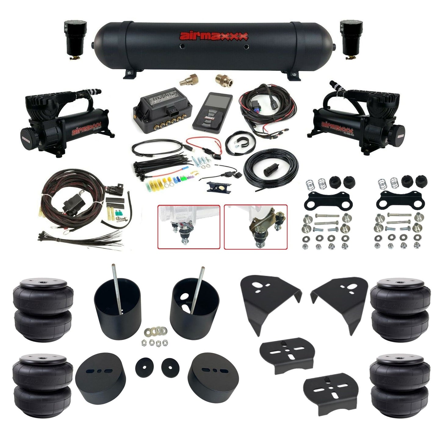 Air Lift 3P 27685 dual 580 compressor black aluminum tank airlift bags & airmaxxx brackets Air Ride Kit for 1999–2006 Silverado/Sierra 1500 KGM99-580B2-57ABK-27685-WK-3P2D26