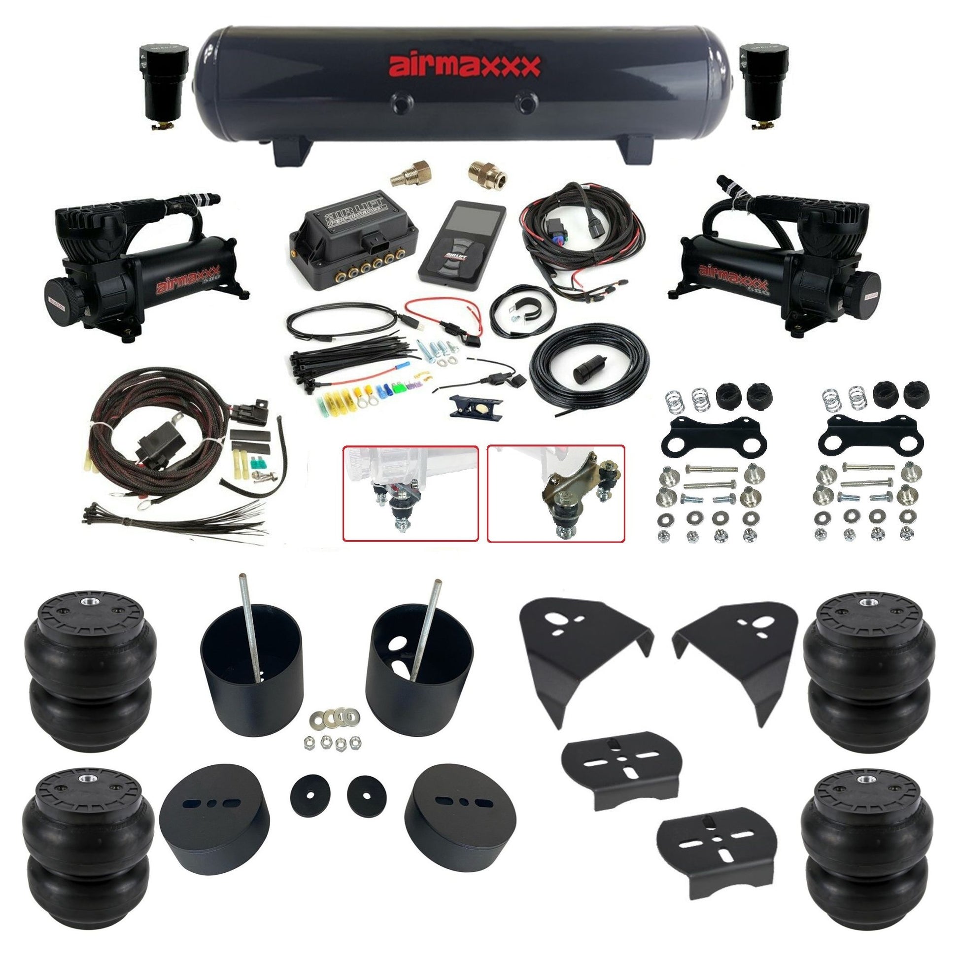 Air Lift 3P 27685 dual 580 compressor black steel tank slam bags & airmaxxx brackets Air Ride Kit for 1999–2006 Silverado/Sierra 1500 KGM99-580B2-57S-27685-WK-3P2SS7