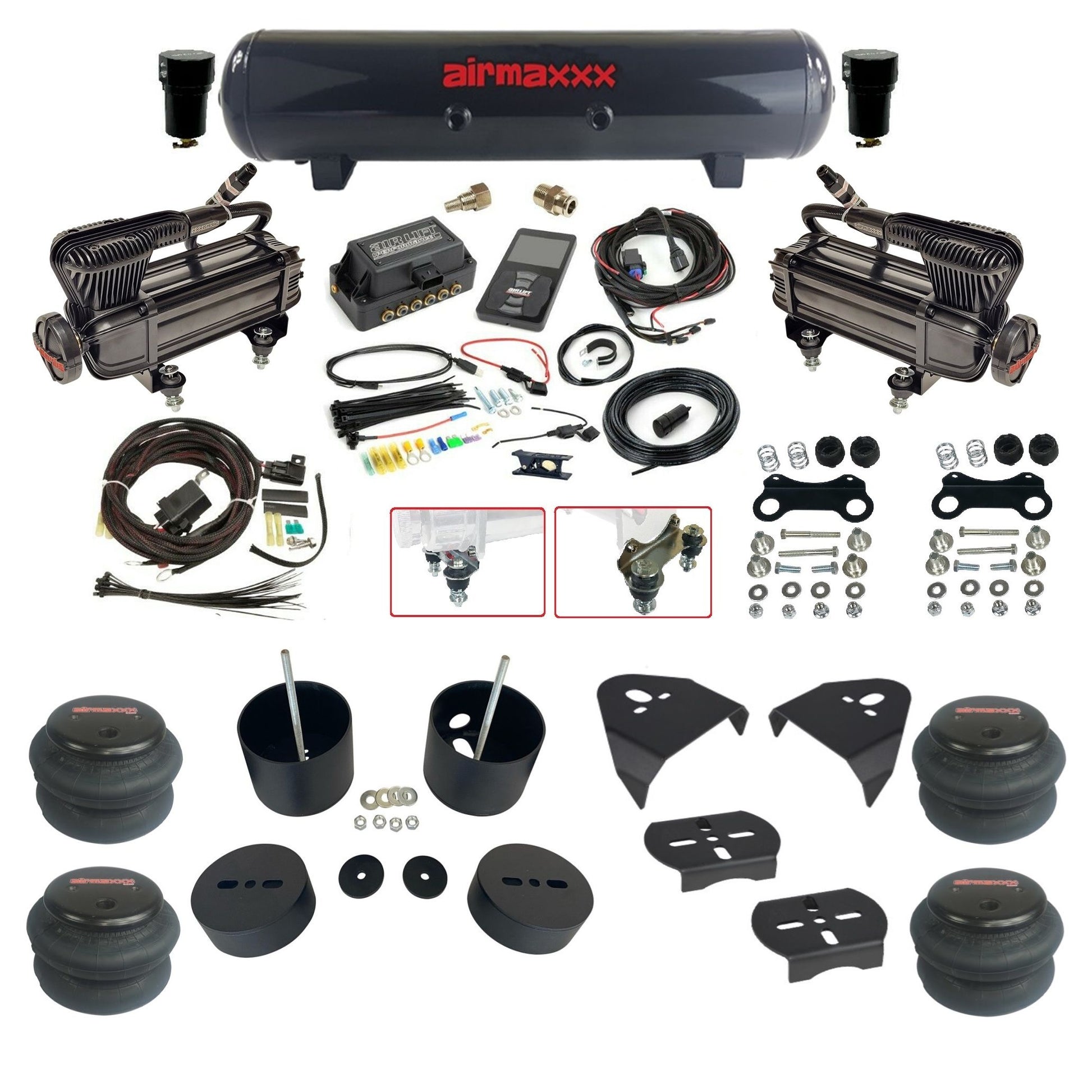 Air Lift 3P 27685 dual X-series compressor steel tank 2600 bags & airmaxxx brackets Air Ride Kit for 1999–2006 Silverado/Sierra 1500 KGM99-XB2-57S-27685-WK-3P2