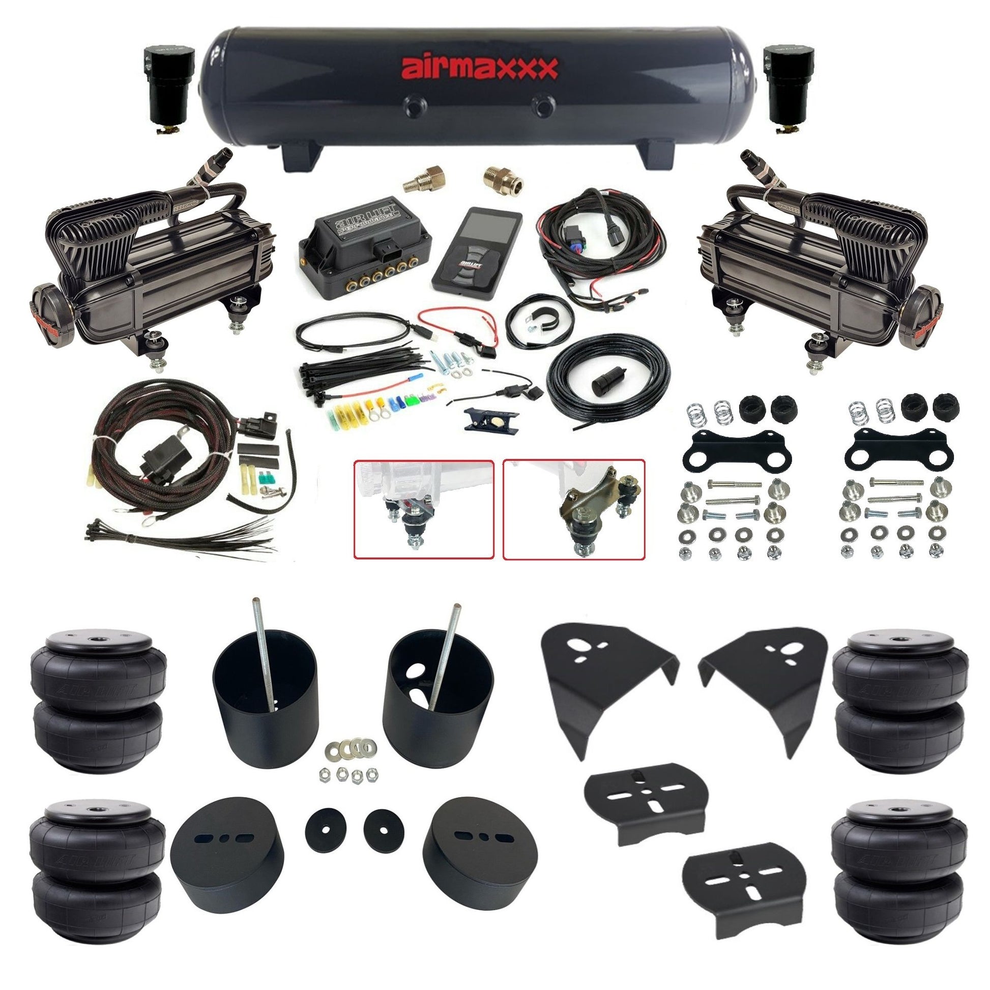 Air Lift 3P 27685 dual X-series compressor steel tank airlift bags & airmaxxx brackets Air Ride Kit for 1999–2006 Silverado/Sierra 1500 KGM99-XB2-57S-27685-WK-3P2D26