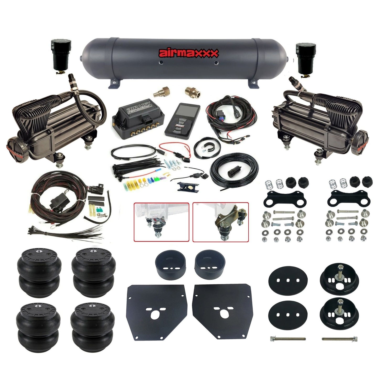 Air Lift 3P 27685 dual x-series compressors aluminum tank slam bags & airmaxxx brackets Air Ride Kit for 1963–72 Chevy C10 KC1063-XB2-57ARW-27685-WK-3P2SS7