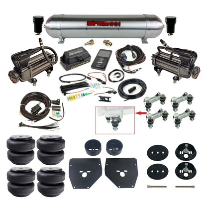 Air Lift 3P 27685 dual x-series compressors raw aluminum tank airlift bags & airmaxxx brackets Air Ride Kit for 1963–72 Chevy C10 KC1063-XB2-57ARW-27685-WK-3P2D26