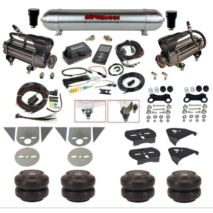 Air Lift 3P 27685 dual x-series  compressors raw aluminum tank slam bags & brackets Air Ride Kit for Import Mini Trucks KTOR-XB2-57ARW-27685-WK-3P2SS6