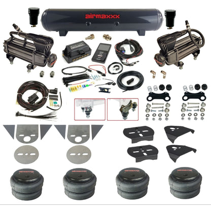 Air Lift 3P 27685 dual x-series compressors steel tank 2500 bags & airmaxxx brackets Air Ride Kit for Import Mini Trucks KTOR-XB2-57S-27685-WK-3P2
