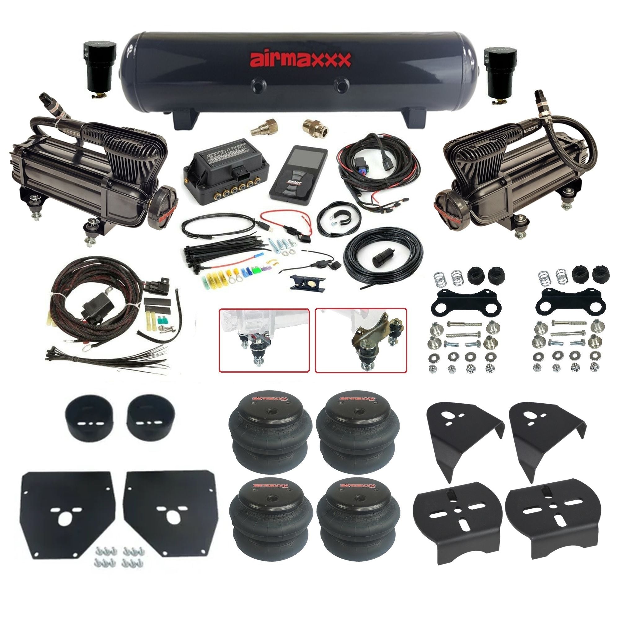 UD TRUCKS チャンバー アッシー、エア Air Lift 3P 27685 & airmaxxx Black Air Ride Kit Fits 1973–87 Chevy