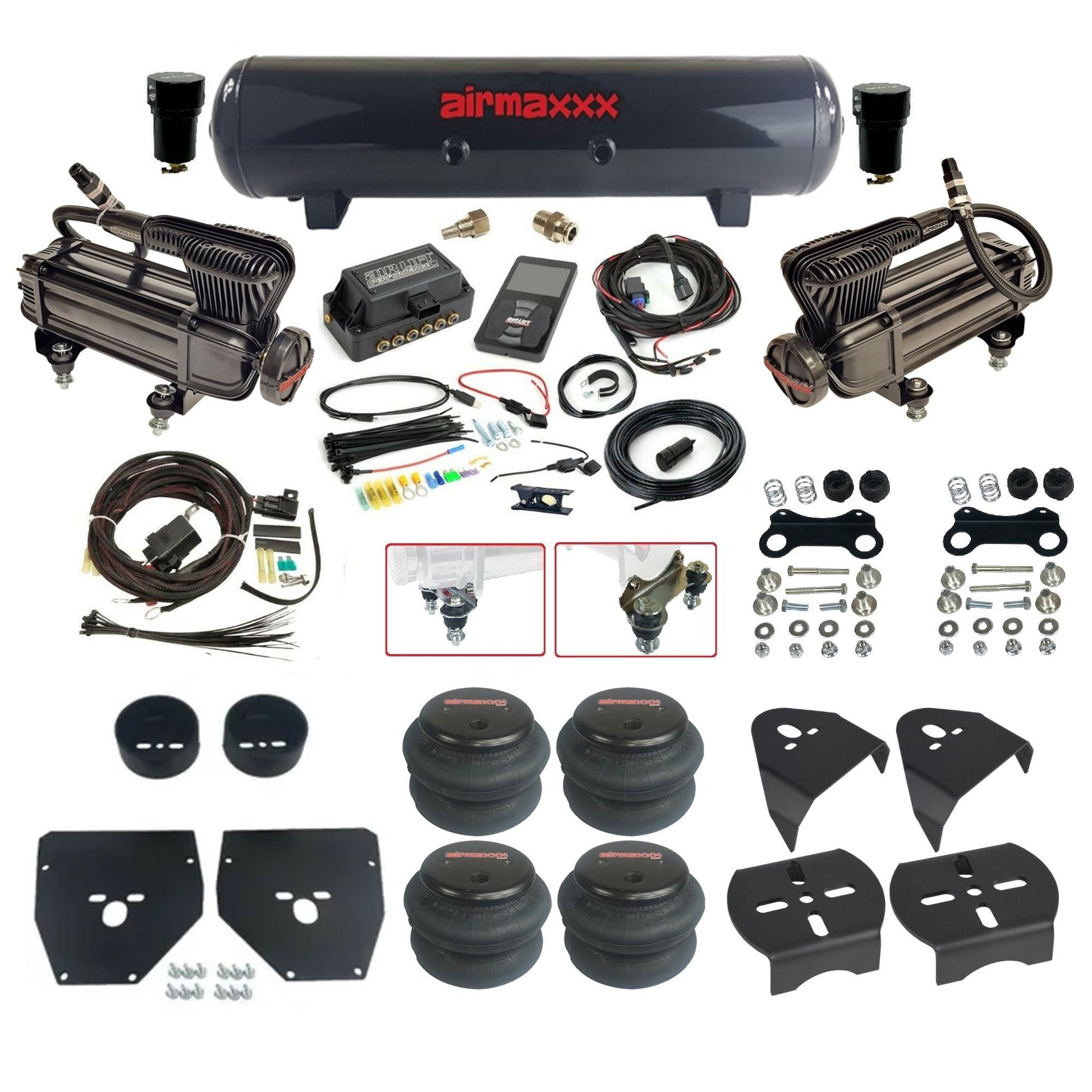 Air Lift 3P 27685 dual x-series compressors steel tank 2600 bags & airmaxxx brackets Air Ride Kit for 1973–87 Chevy/GMC C10 KC1073-XB2-57S-27685-WK-3P2
