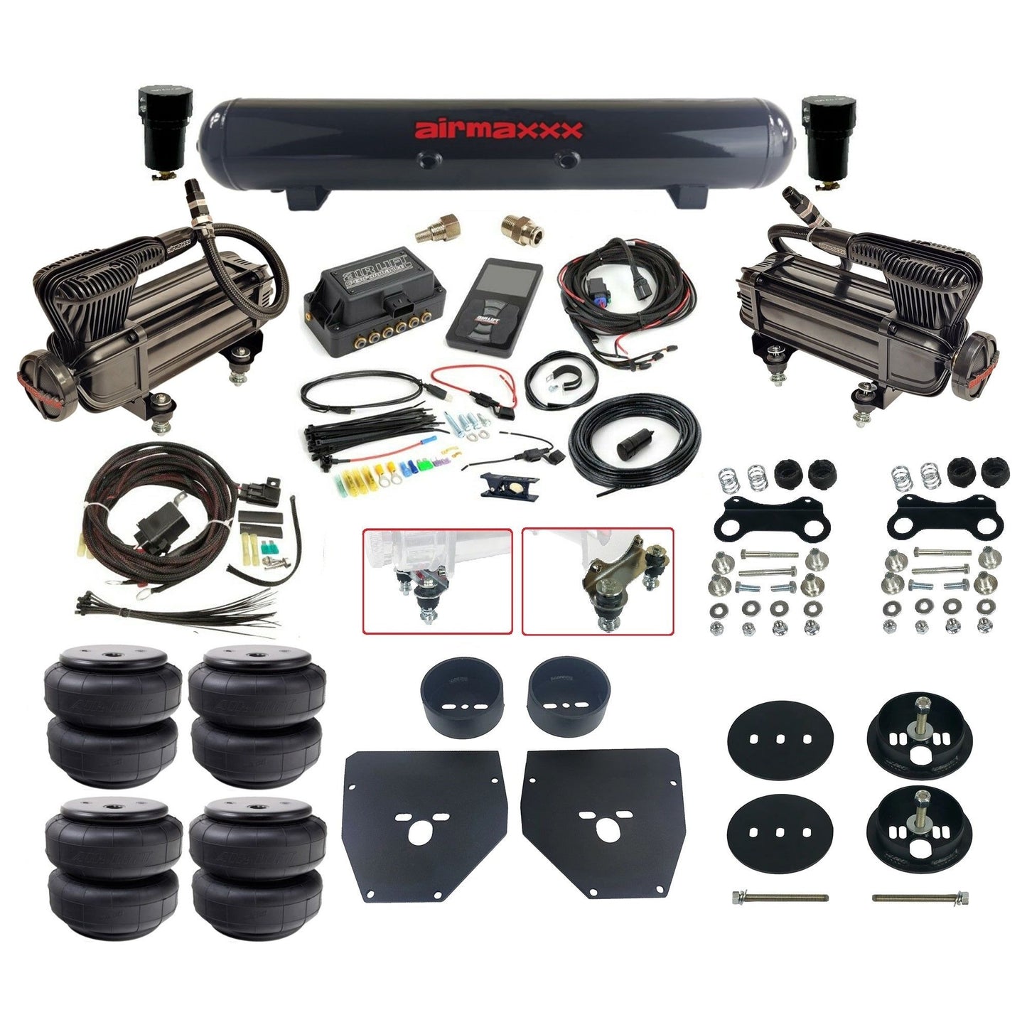 Air Lift 3P 27685 dual x-series compressors steel tank airlift bags & airmaxxx brackets Air Ride Kit for 1963–72 Chevy C10 KC1063-XB2-57S-27685-WK-3P2D26