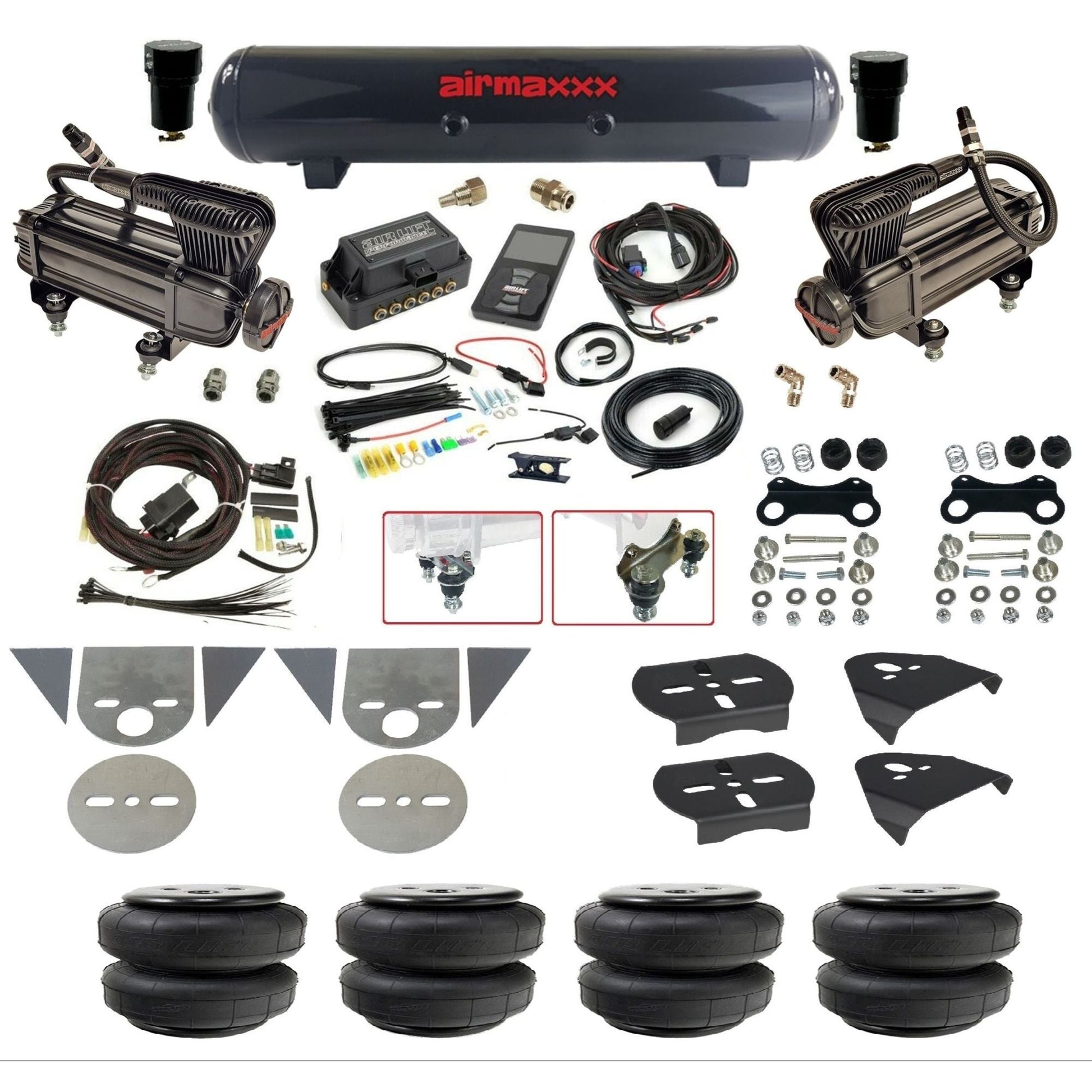 Air Lift 3P 27685 dual x-series  compressors steel tank airlift bags & brackets Air Ride Kit for Import Mini Trucks KTOR-XB2-57S-27685-WK-3P2D25