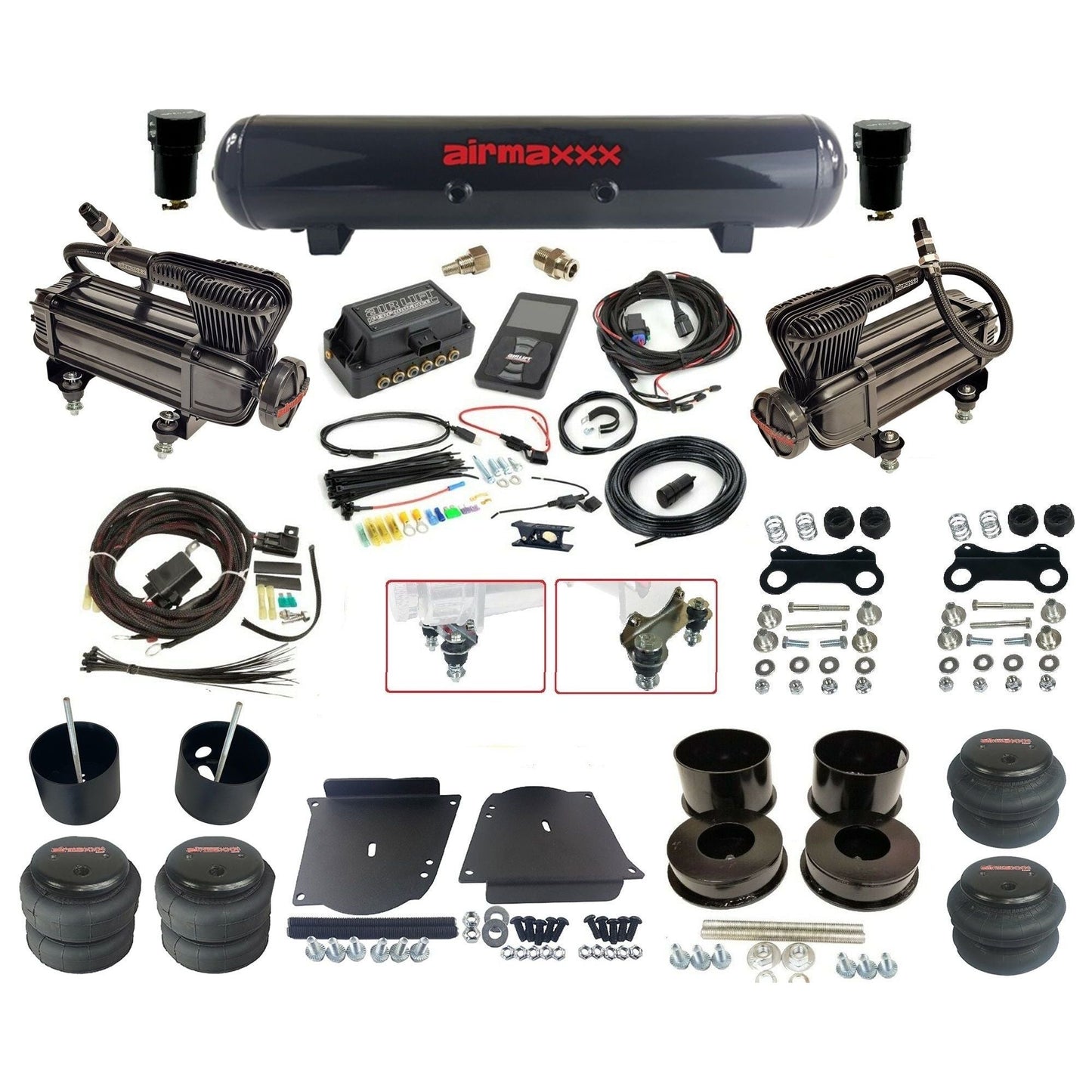 Air Lift 3P 27685 dual x-series  compressors steel tank & bags w/airmaxxx brackets Air Ride Kit for 1964–72 GM A-Body ABDY-XB2-57S-27685-WK-3P2