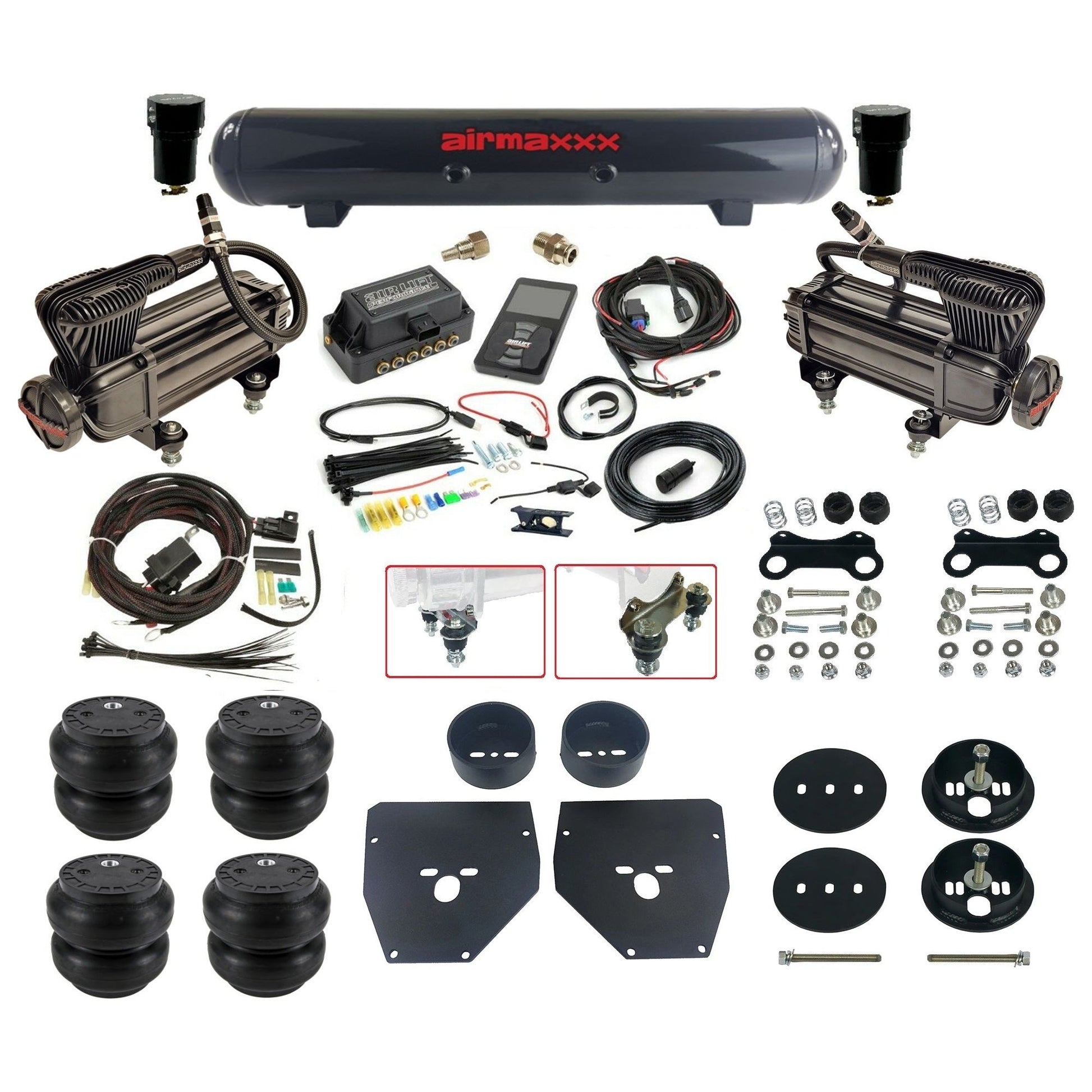 Air Lift 3P 27685 dual x-series compressors steel tank slam bags & airmaxxx brackets Air Ride Kit for 1963–72 Chevy C10 KC1063-XB2-57S-27685-WK-3P2SS7