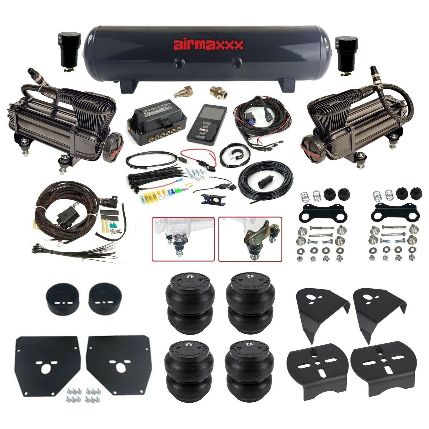 Air Lift 3P 27685 dual x-series compressors steel tank slam bags & airmaxxx brackets Air Ride Kit for 1973–87 Chevy/GMC C10 KC1073-XB2-57S-27685-WK-3P2SS7