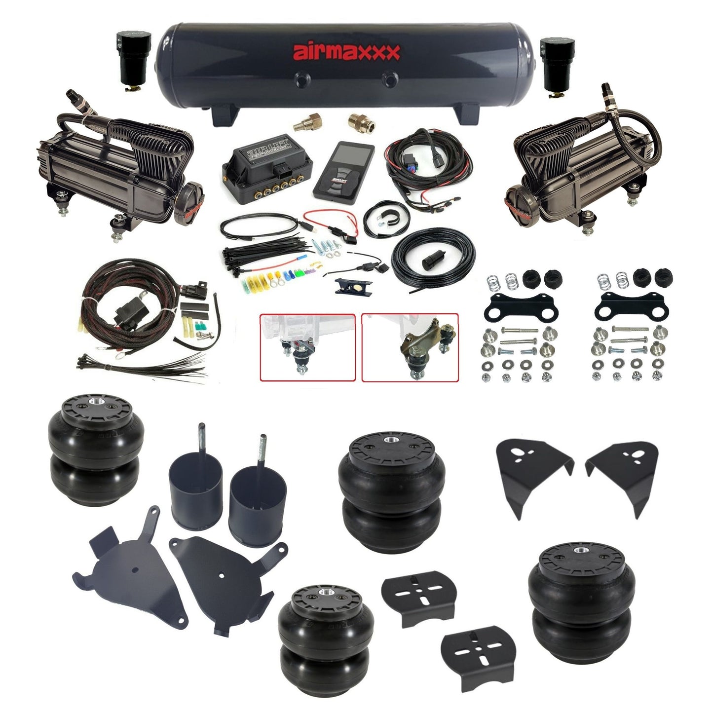 Air Lift 3P 27685 dual x-series compressors steel tank slam bags & airmaxxx brackets Air Ride Kit for 1982–2005 S10/S15/Sonoma KS10-XB2-57S-27685-WK-3P2SS6SS7
