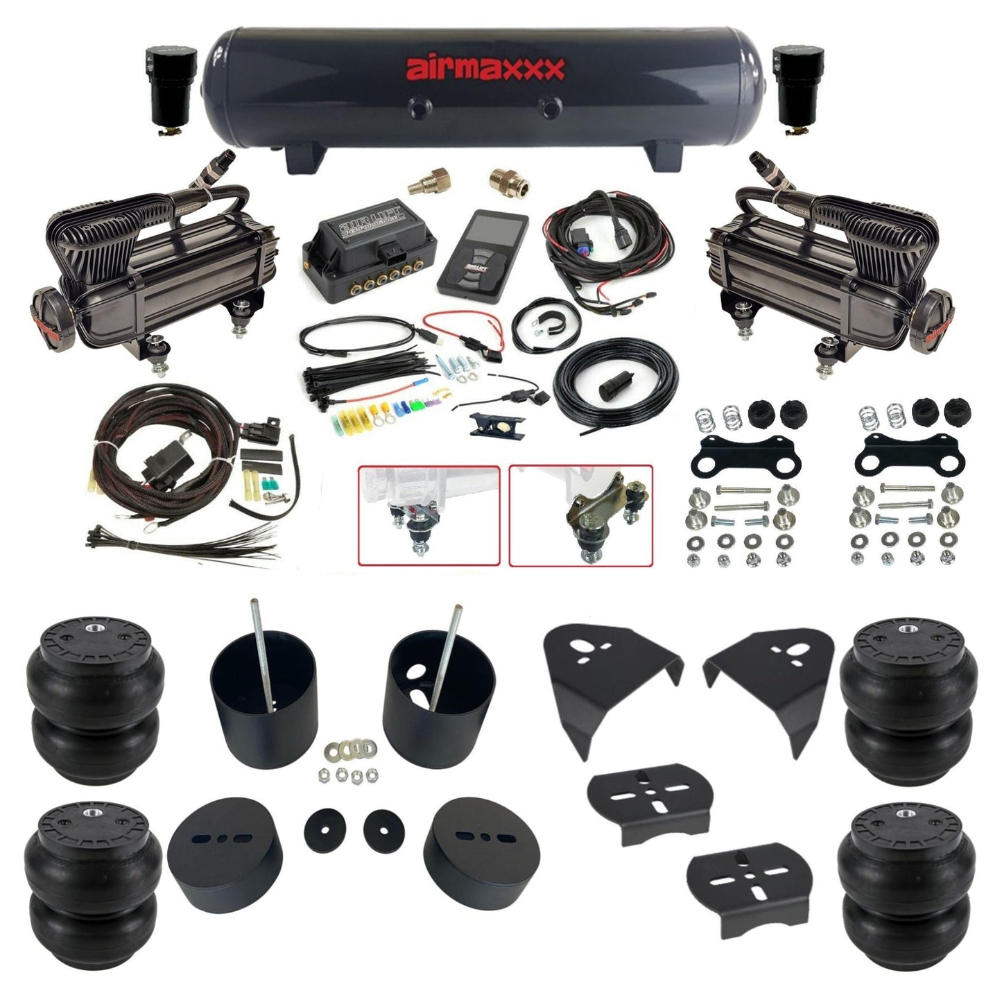 Air Lift 3P 27685 dual x-series compressors steel tank slam bags & airmaxxx brackets Air Ride Kit for 1988–1998 silverado 1500 KGM88-XB2-57S-27685-WK-3P2SS7