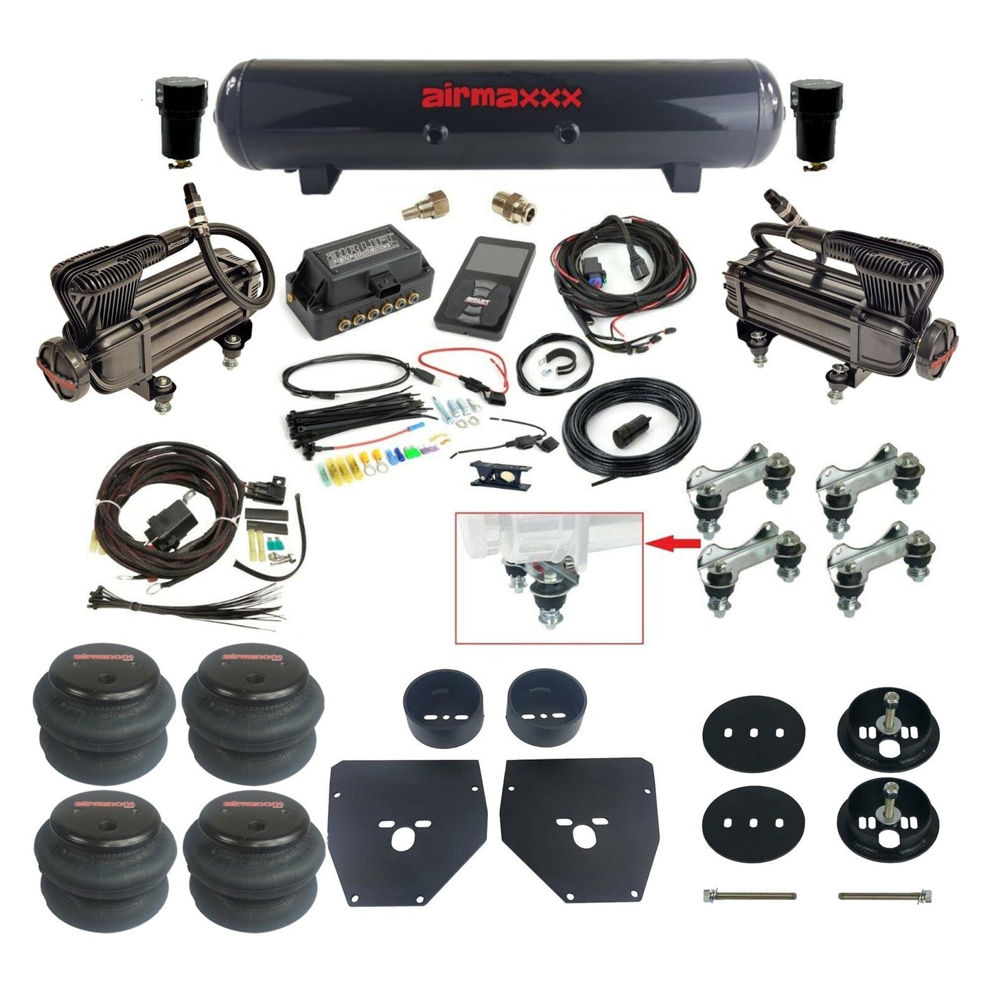 Air Lift 3P 27685 dual x-series compressors steel tank 2600 bags & airmaxxx brackets Air Ride Kit for 1963–72 Chevy C10 KC1063-XB2-57S-27685-WK-3P2