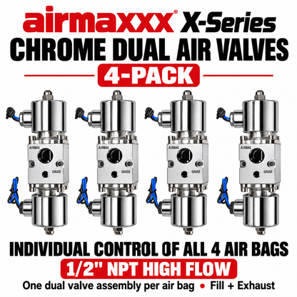 airmaxxx X-Series Chrome 1/2" Fast Air Valve for Air Ride Suspension